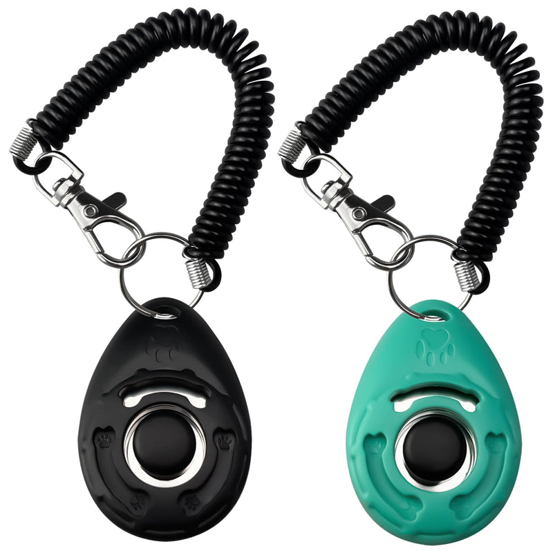 ABSONE Dog Clicker for Training with Wrist Strap, Training Clicker for Puppy, Cat, Potty, Bird, Horse, Pet, Dog Clicker Trainer Training Tools, Behavior Aids, 2 Pack Black and Green