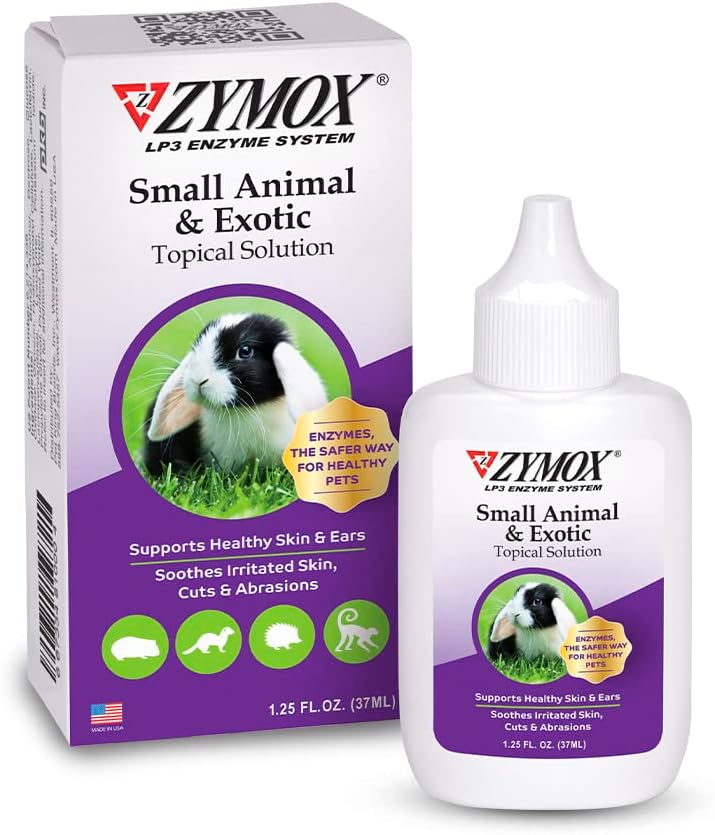 Zymox Small Animal & Exotic Topical Solution, 1.25 oz. – Supports Healthy Skin & Ears for Dog, Cat, Rabbit, Guinea Pig,