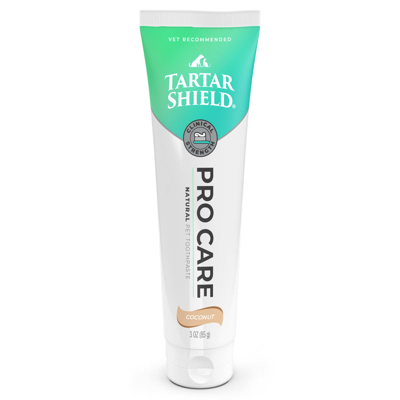 Tartar Shield® Pro Care Natural Coconut Toothpaste for Dogs & Cats, VOHC Accepted, Clinically Proven Plaque, Tartar & Halitosis Reduction, Human-Grade Ingredients, 3 oz.