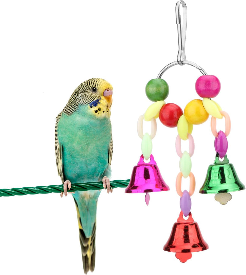 Hypeety Colorful Bird Bell Toys Parakeet Cage Hanging Chew Bells for Parrot