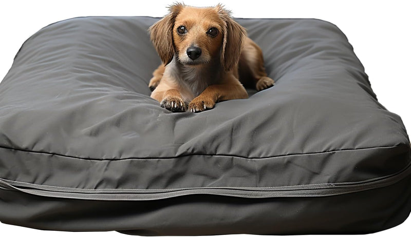 Dog Bed Covers 36L × 27W × 3H Inch Washable Grey Thickened Waterproof Oxford Fabric with Handles and Zipper Reusable Dog