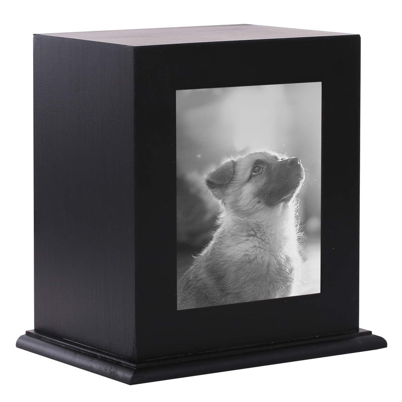 Pet Wood Memorial Urn for Ashes,Photo Frame Keepsake Box for Cats Dogs,Funerary Caskets Supplies Burly Wood Cremation Urns with Acrylic Glass Photo Protector for Pet Lovers
