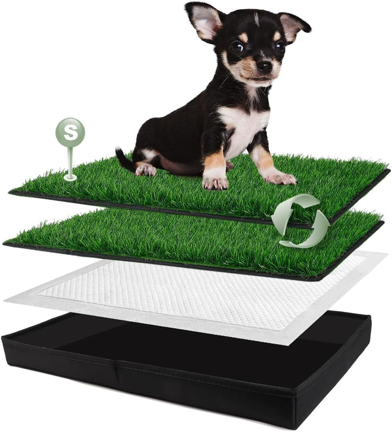 HQ4US 4LEGS Dog Grass Pad with Dog Litter Box, Foldable Small Liner Base
