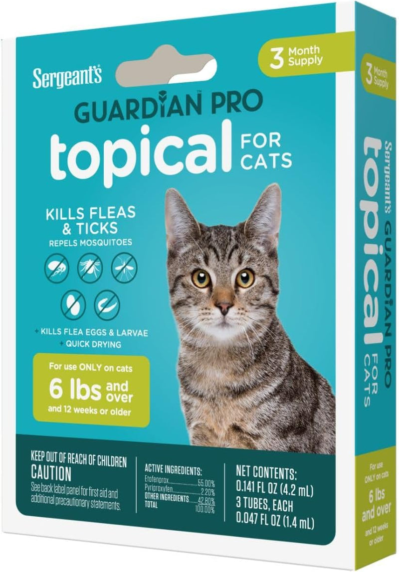 Sergeant's Guardian PRO Flea & Tick Topical Cats 6 lbs+, 3-Month