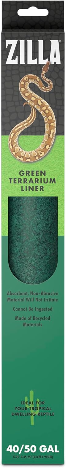 Zilla Reptile Terrarium Bedding Substrate Floor Liner, Green, 40BR/50G