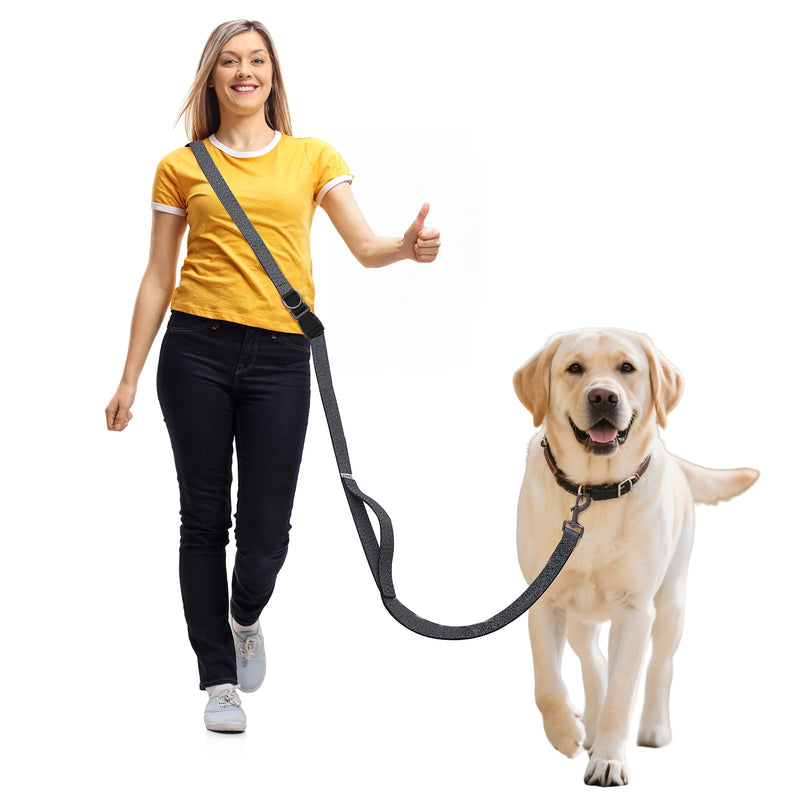 Hands Free Dog Leash,Galaxy Reflective Crossbody Leash, 6–9.5 ft Adjustable Heavy Duty Waist Belt for Medium and Large Dogs Walking,Running,Jogging,Training,Night Walking (290cm, Black
