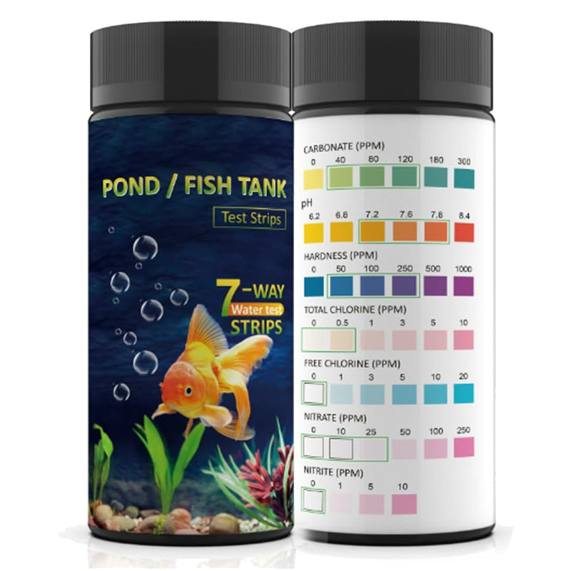 7IN1 Aquarium Test Strips - 50 Strips Aquarium Test Kit Fish Tank Test Kit Quick&Accurate Testing Freshwater&Saltwater N
