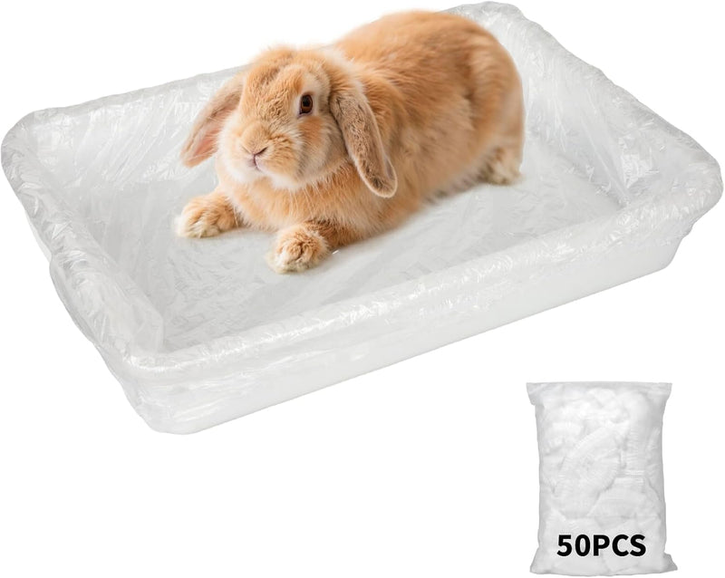 BESNEW Small Animal Bedding & Litter,50 pcs Disposable Rabbit Cage Liner Bags 3s Quick Clean for Bunny Cat Guinea Pig Fe
