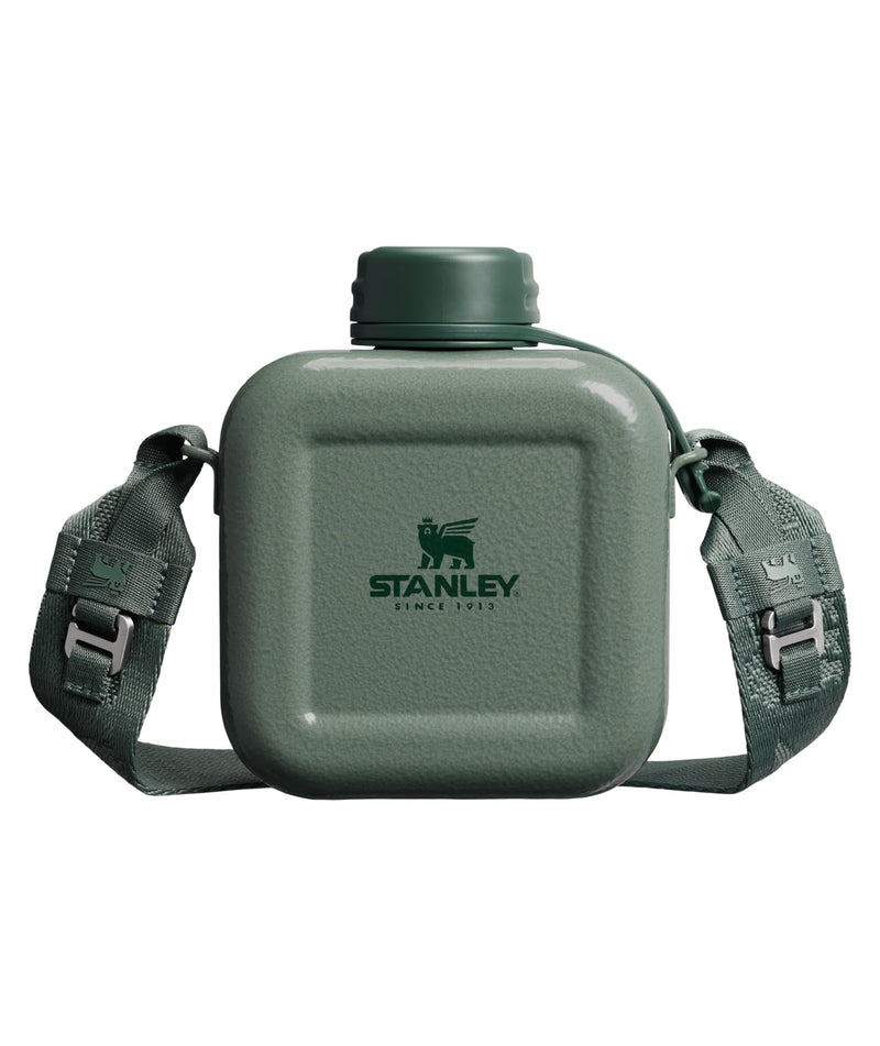 STANLEY Next x Nature Canteen 25 oz | Lightweight Stainless Steel Water Bottle with Adjustable Strap & Tethered Lid | BPA-Free | Hammertone Green