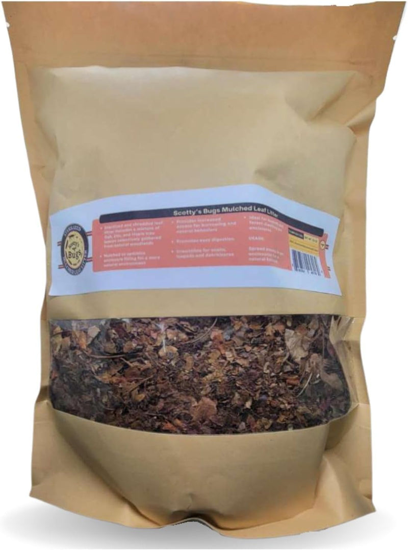 SCOTTY'S BUGS Mulched Leaf Litter for Reptiles, Isopods Live & Snails, Isopod Substrate, Terrarium Bedding, Organic Leav