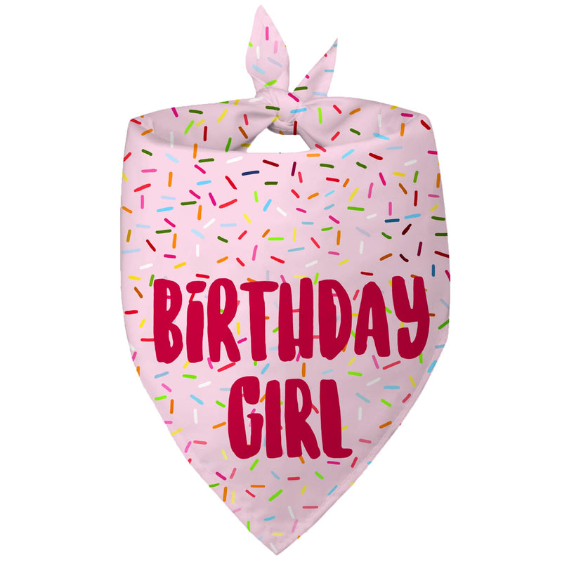Birthday Girl Dog Bandanas 1 Pack, Pink Donut Theme Dog Scarfs Bibs, Triangle Reversible Pet Scarves for Birthday Girl Handkerchief for Small Medium Large Dogs (Pink, Large)