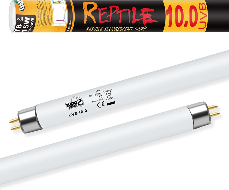 LUCKY HERP T8 15W UVB 10.0 Reptile Light, 18inch UVA UVB Reptile Light Bulb 2 Pack, Fluorescent Lamp for Reptiles Amphib