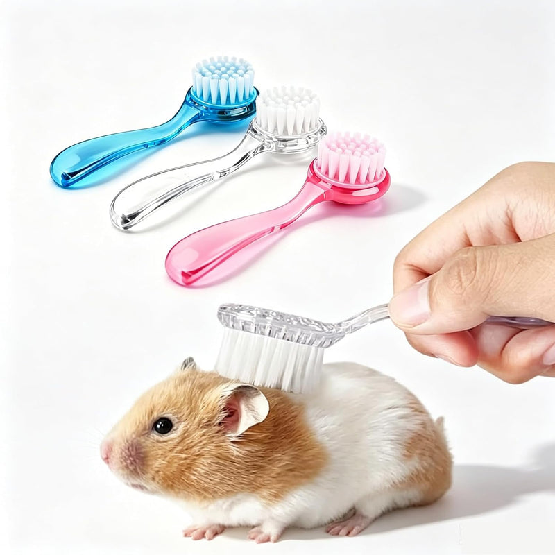 3Pcs Hamster Bath Brush and Comb Soft Cleansing Brush for Guinea Pig, Rats, Chinchilla, Bunny, Turtle Small Animal Groom