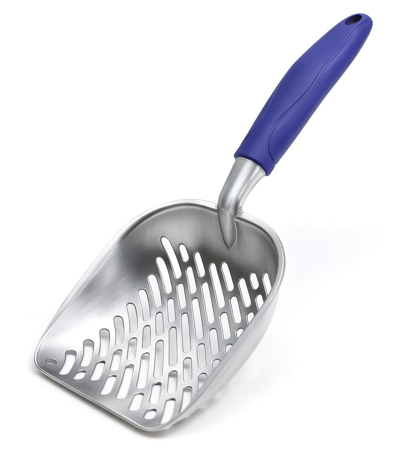 SNUGENS Cat Litter Scoop, Kitty Metal Scooper, Heavy Duty Aluminum Deep Sifter with Long Handle, Rustproof Durable Kitten Poop Shovel for Travel & Small Litter Box