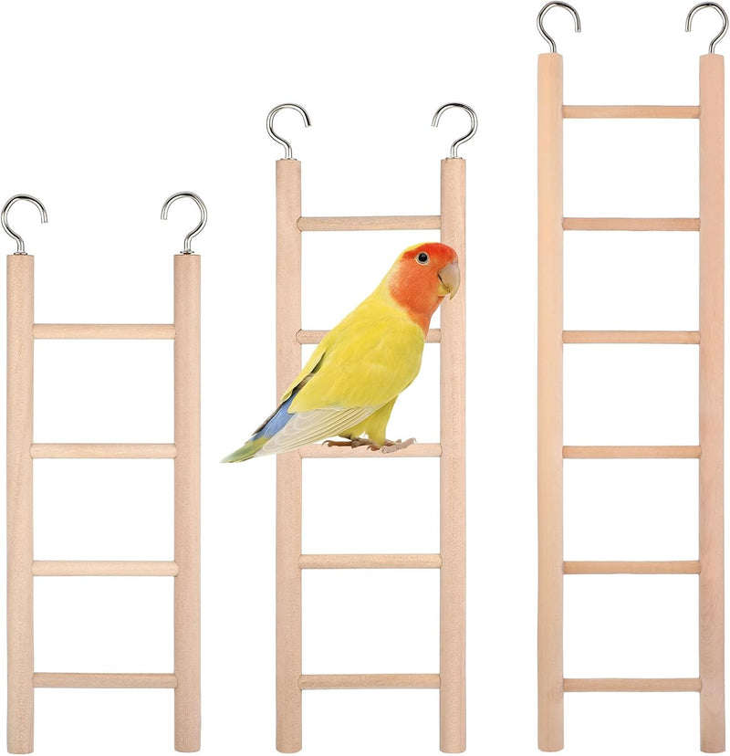 Bird Ladder for Cage, 3 PCS Bird Cage Ladder Wooden Hanging Parrot Wood Step Parakeet Ladders Climbing Small Wooden Ladd