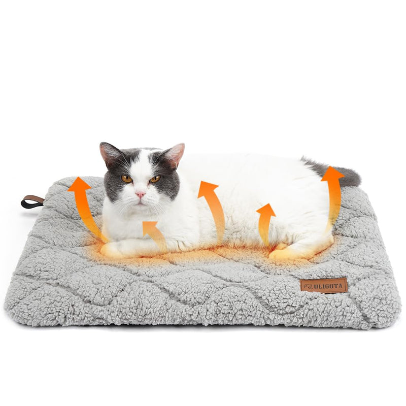 Self Warming Cat Bed Self Heating Cat Dog Mat 24 x 18 inch Soft & Fluffy Cat Bed Noiseless Thermal Pet Pad for Indoor Outdoor Pets with Removable Cover Non-Slip Bottom (24