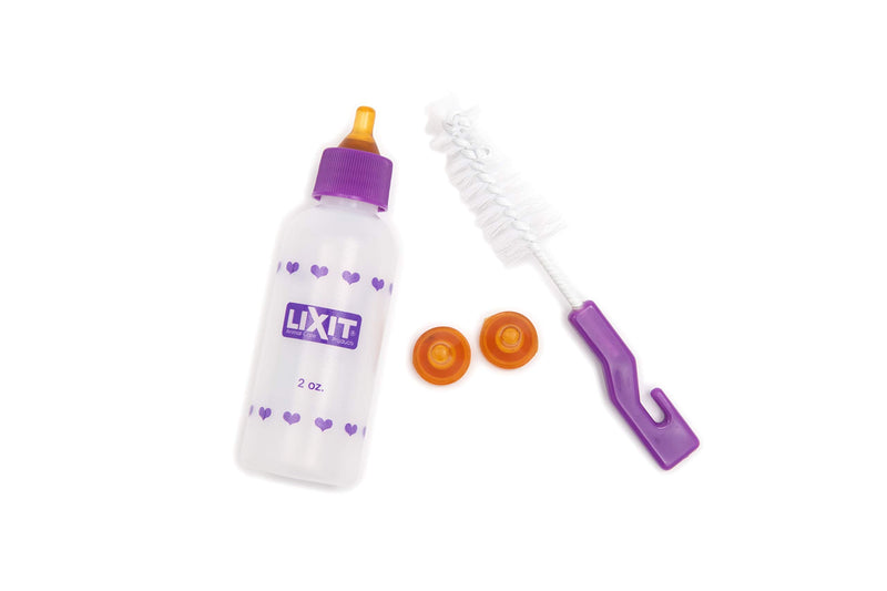 Lixit® Nursing Bottle Kits for Hand Feeding Puppies, Kittens, Guinea Pigs, Ferrets, Rabbits, Raccoons, Squirrels and Other Pets - Made in USA (2 Ounce, 1 Pack)