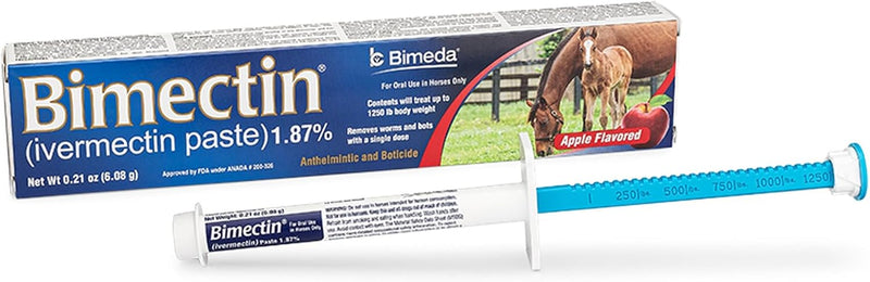 Ivermectin Paste 1.87% Horse Dewormer | Single-Pack Dose Apple-Flavored Syringes | Broad-Spectrum Equine Wormer & Botici