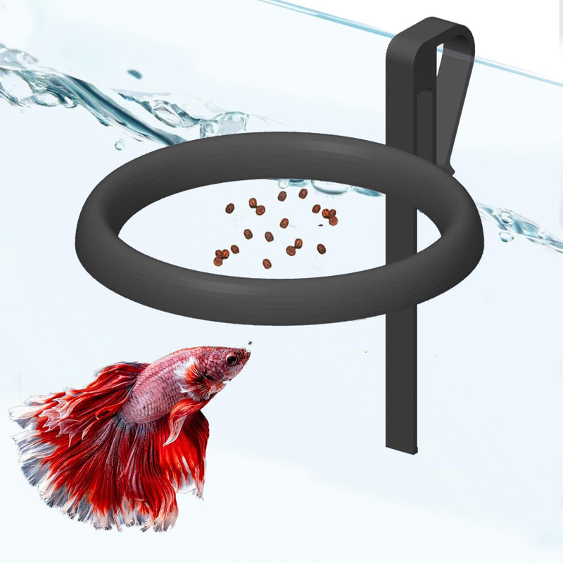 Clip On Fish Feeding Ring Self-Adjusting to Water Level for Betta Turtle