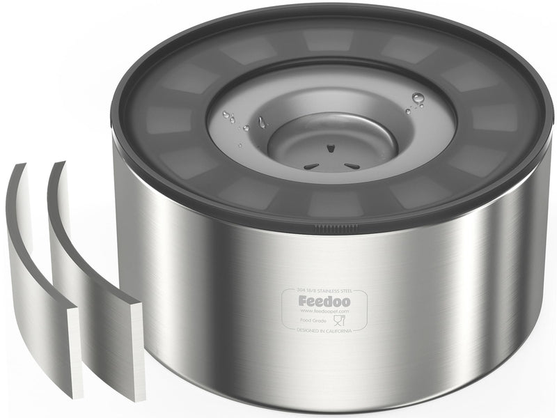 Feedoo 1Gallon No Spill Water Bowl for Dogs, Double-Wall Stainless Steel with Splash-Proof Paws Lid and Floating Disk, Non-Slip Base, Easy to Clean Slow Water Feeder for Large Medium Dogs
