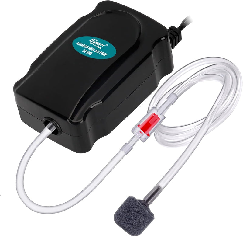 hygger Mini Aquarium Air Pump Kit Small Fish Tank Air Pump 1W for 2-20 Gallon Fish Bowl with Air Tube Air Bubbler Stone