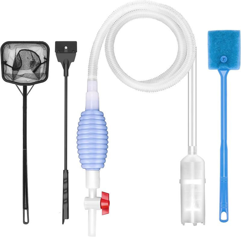 Fish Tank Cleaning Kit Set of 4 Pieces, Aquarium Siphon Algae Scraper Aquarium Net Algae Remover for Fish Tank, Aquarium