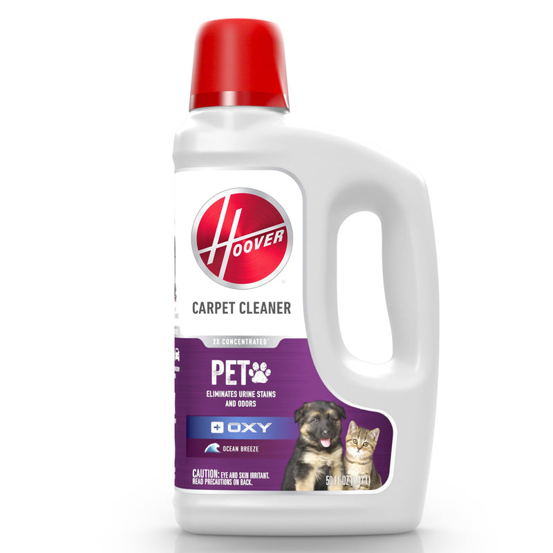 Hoover Oxy Pet Urine & Stain Eliminator Carpet Cleaning Shampoo, Concentrated Machine Cleaner Solution, 50oz Formula, AH31955, White (Packaging may Vary)