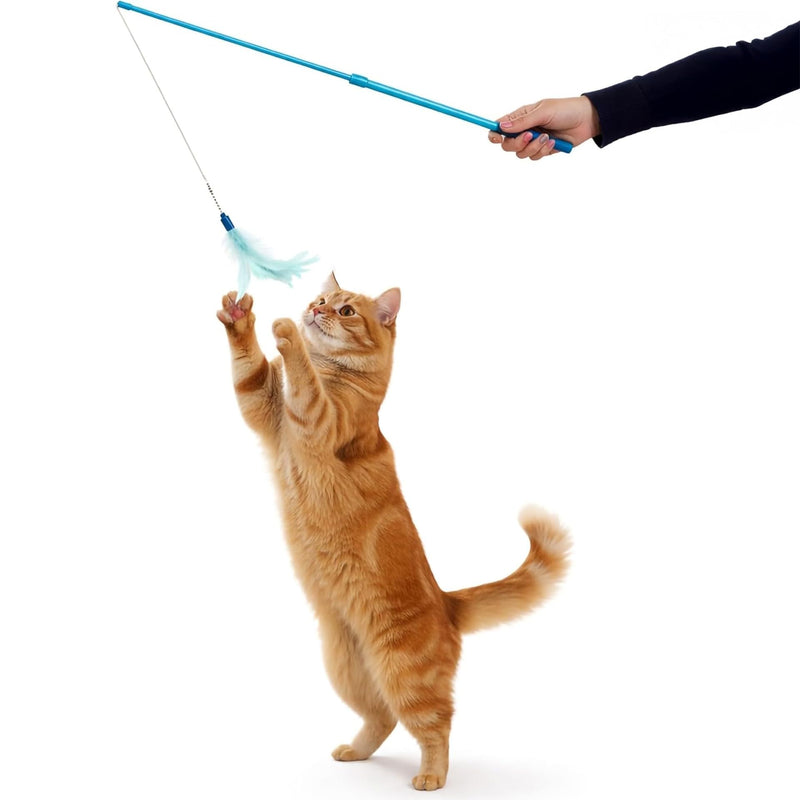 SmartyKat Frisky Flyer Feather Wand Cat Toy, Extendable Up to 24