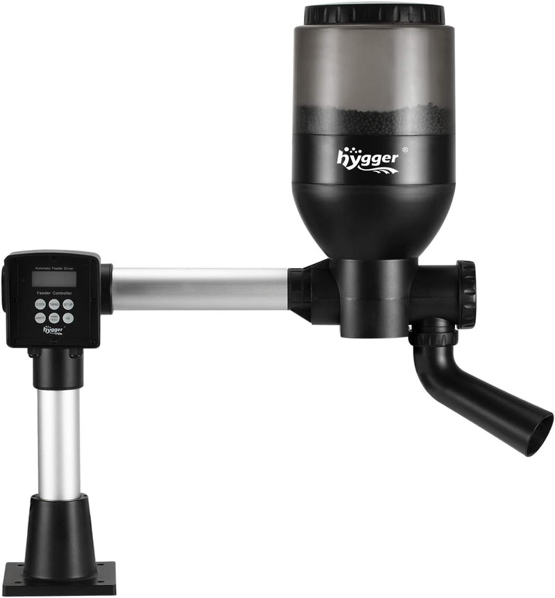 hygger LCD Control Automatic Pond Fish Feeder, Capacity 5.5L,DC 12V