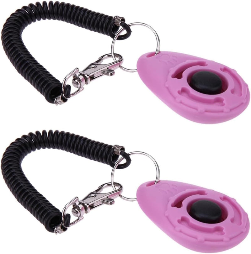 2Pcs Pink Dog Clicker for Training Easy to Use with Button Dog Training Accessories Strong and Long-Lasting, Training an