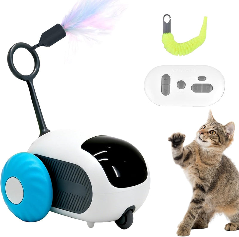 Remote Control Mouse Cat Toy, Smart Interactive Moving Cat Toy Car with Obstacle Avoid, USB Rechargeable Electric Kitten