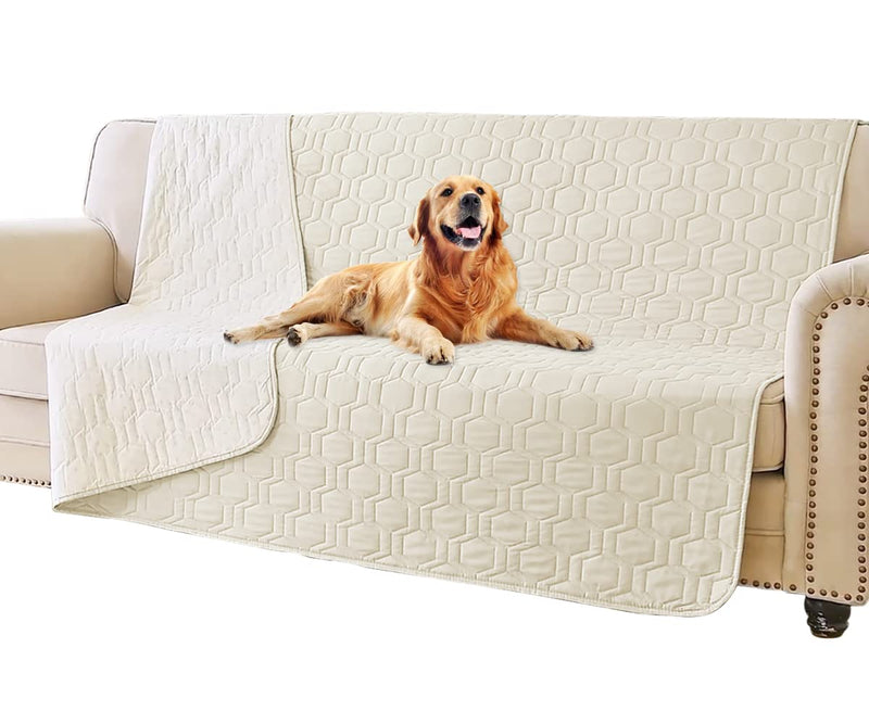 Tcksstex Waterproof and Anti-Slip Dog Bed Cover and Pet Blanket Sofa Pet Bed Mat ,car Incontinence Mattress Protectors Furniture Couch Cover for Most Cats Dogs, Pets(52x82-Ivory)