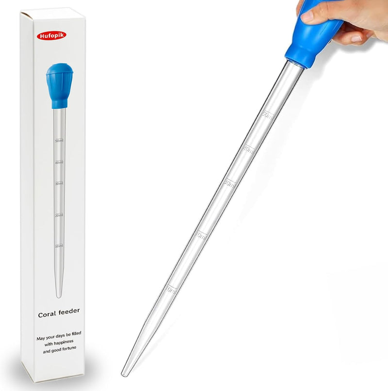 17.7 in 1 Pc Long Pipette for Fish Tank Coral Food Feeder Long Syringe Reef Coral Food Spot Feeder Tube for Reef Aquatic