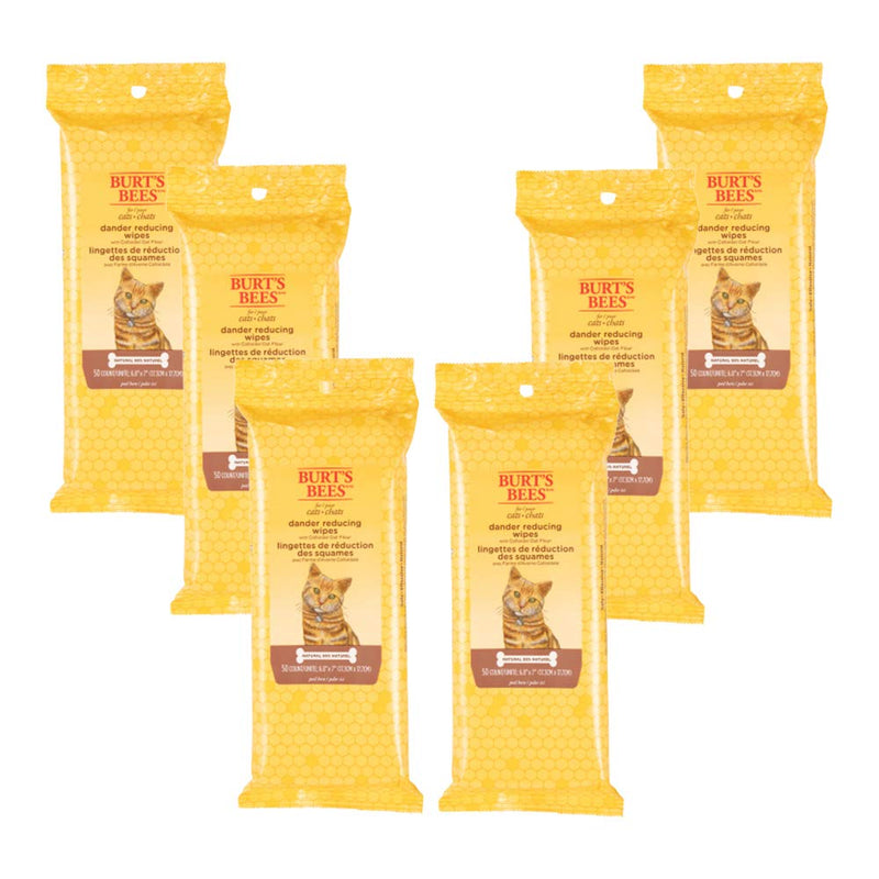 Burt's Bees for Pets For Cats Natural Dander Reducing Wipes | Kitten and Cat Wipes For Grooming, | 50 Count Cat Wipes for Dander Control - 6 Pack (300 Wipes Total)