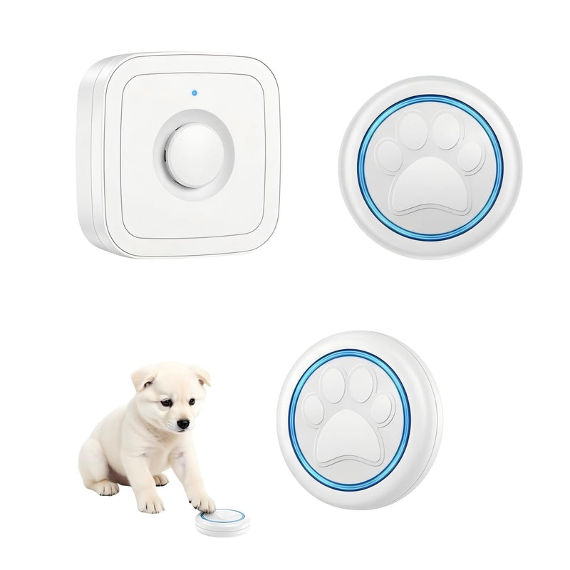 Wireless Dog Doorbell for Potty Training to Go Outside, Waterproof Pet Bell with 2 Touch Buttons and 1 Receiver, 1000 Feet Range, 60 Melodies & Adjustable Volume, White