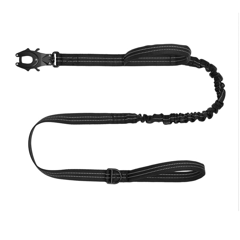 ICEFANG Tactical Dog Leash,K9 Training Walking Bungee Lead with 2 Control Handle,Heavy Duty Quick Release Metal Clasp,Hands Free D-Ring for Medium Large Dogs (6ft,Reflective Black)