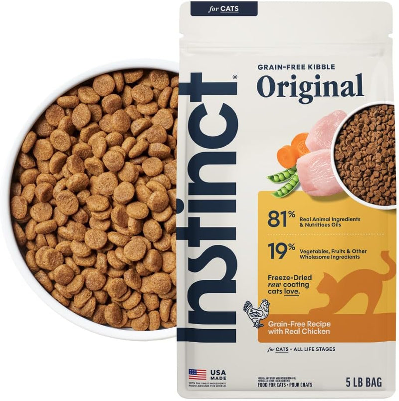 Instinct Original Dry Cat Food, Raw Coated Kibble, High Protein, Grain Free Recipe - Real Chicken, 5 lb. Bag