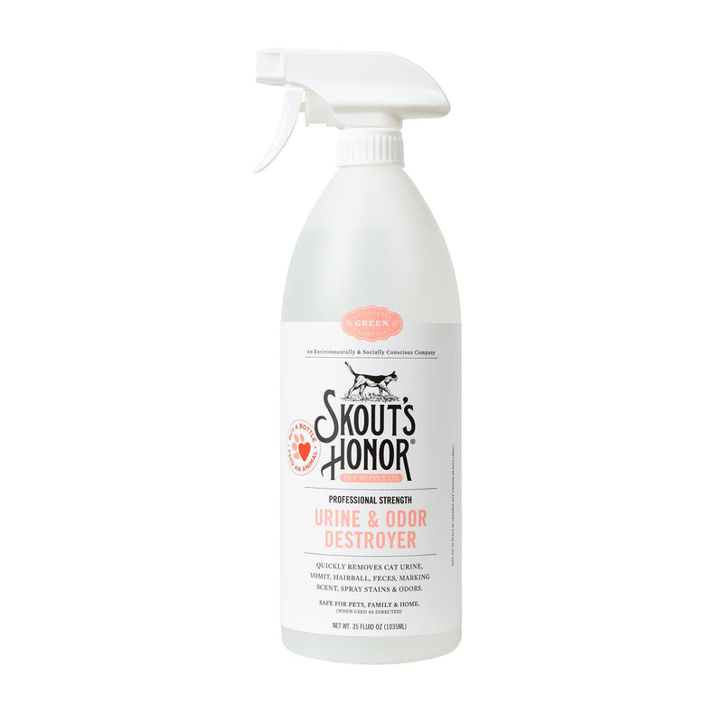 Skout's Honor Cat Urine & Odor Destroyer - Professional Strength, Plant-Powered, Cruelty-Free Urine Eliminator for Carpets and Indoor Living Spaces, 35 oz.