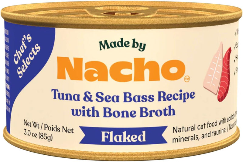 Made by Nacho Flaked Filets Recipe in Bone Broth, Grain-Free Chef's Selects Wet Food for Cats Balanced Diet in Naturally