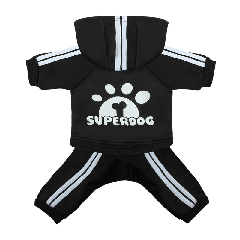 LONTEPET Dog Hoodie 4 Legs Jumpsuit for Small Dogs Puppy Clothes Dog Pullover Sweatshirt Cotton Doggie Winter Coat Cat Apparel(Small,Black)