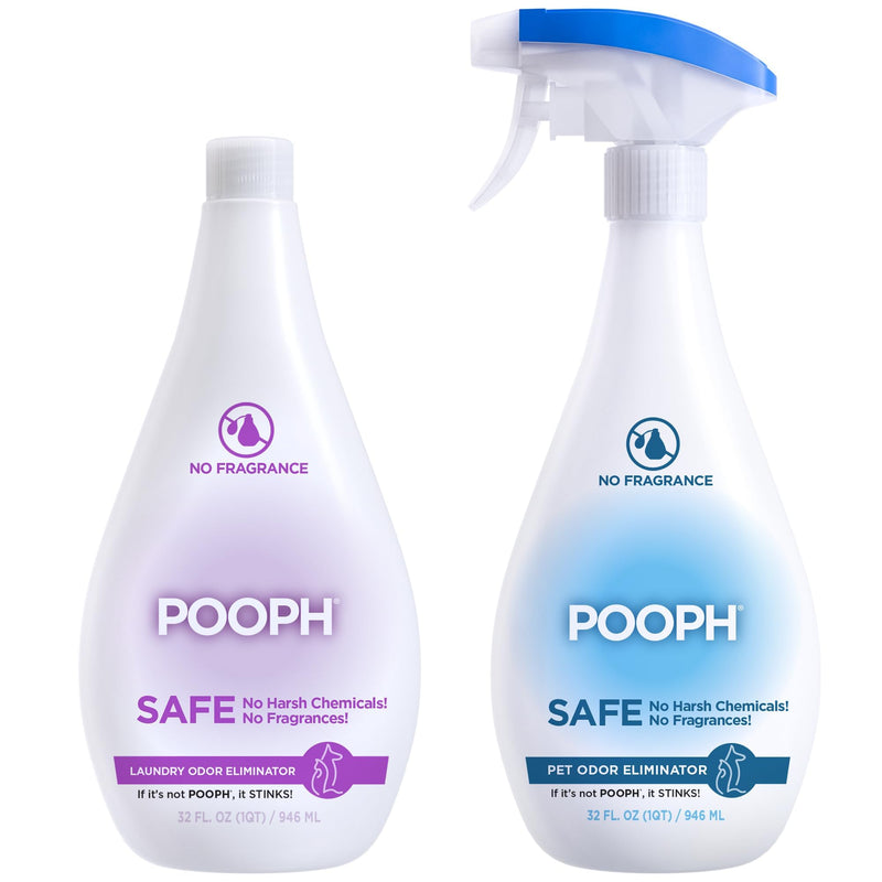 POOPH Pet Odor Eliminator Laundry Additive - 2-32oz Bottles - Eliminates Odors at the Molecular Level, Dogs, Cats, Freshener, Eliminator, Urine, Poop, Pee, Deodorizer, Puppy, Fresh, Clean