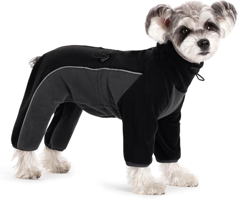 Fleece Dog Coat for Small Medium Dog,Pullover Pajamas Jumpsuit Bodysuit Puppy Coats with Legs, Pet Windproof Warm Cold W