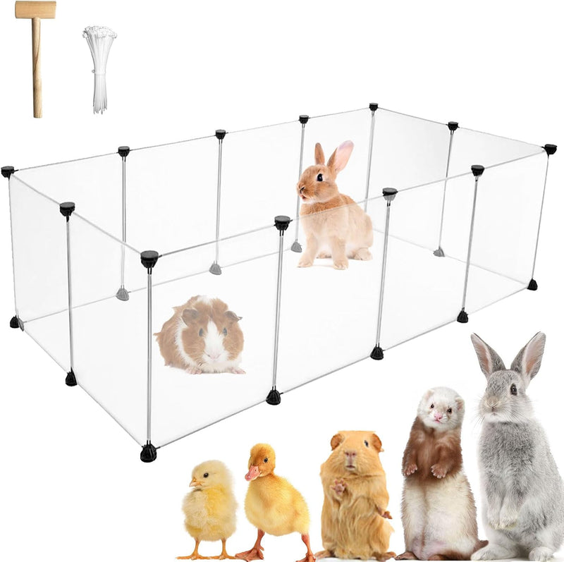 12 Panels Pet Playpen 16”x12” Bunny Pen Rabbit Cage Pet Fence Indoor DIY Plastic Enclosure for Guinea Pigs, Bunny, Hamst