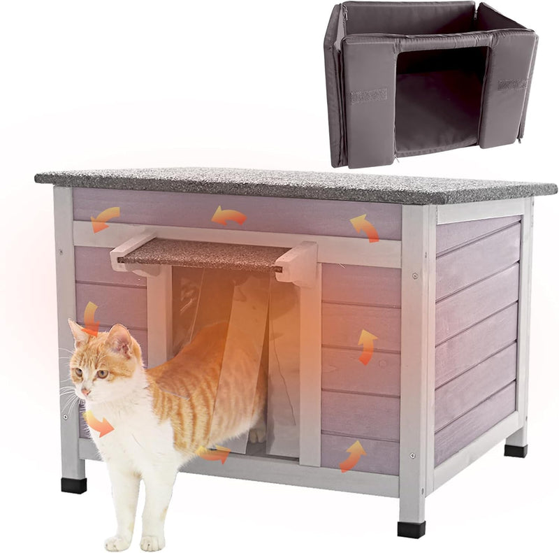 AIVITUVIN Cat House Outdoor Insulated Feral Kitty Shelter with Liner Keep Warm for Winter,Waterproof Cat House for Cats,