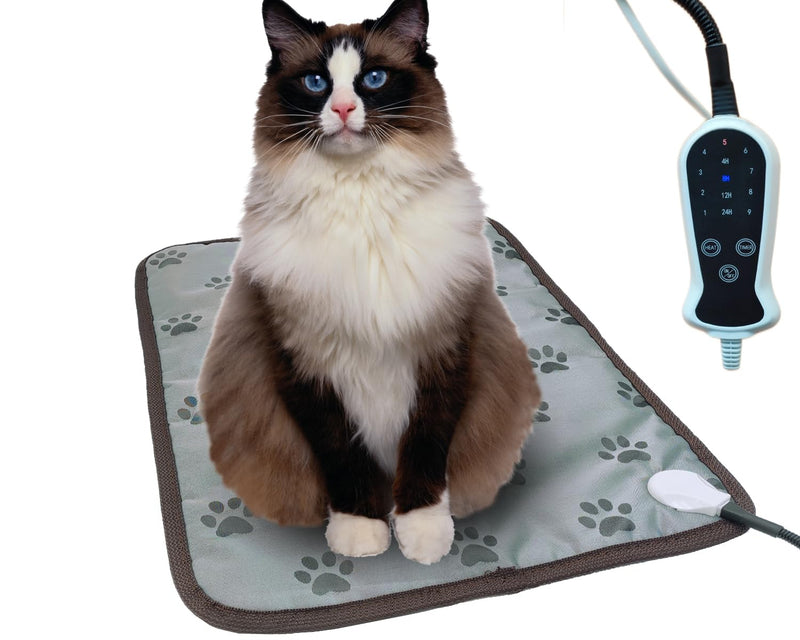 DEOMAN Pet Heating pad Outdoor Small Dog cat Heating pad Heated ped beds for Outside Dogs House Heater Electric Warming pad for Puppies with Timer,Chew Resistant Cord,Easy Clean,Waterproof