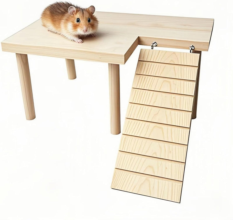Wooden Hamster Platform for Hamster Cage Accessories Climbing Toys Dwarf Syrian Hamster Gerbil Rat Mice Degus or Other S