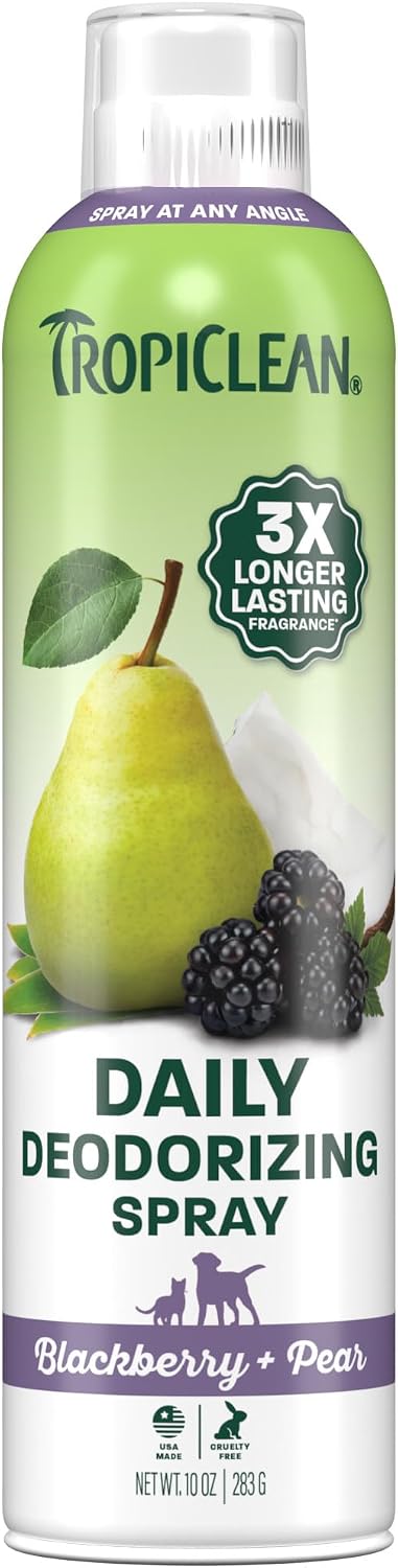 TropiClean Dog Perfume Spray, 3X Long-Lasting BlackBerry & Pear Scent, 10oz