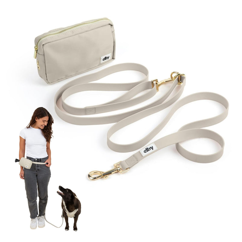 Hands Free Dog Leash with Treat Pouch - Waterproof Cross Body and Waist Leash for Dog Walking and Training with Poop Bag Holder - Cute Walking Accessories