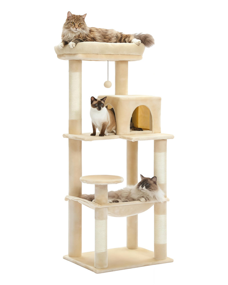 MUTTROS Cat Tree for Large Cats Adult with Metal Plush Big Hammock, 56.3