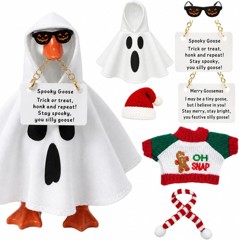 2 Pack Desk Goose Outfits 7 Inches for Halloween Christmas and Holiday
